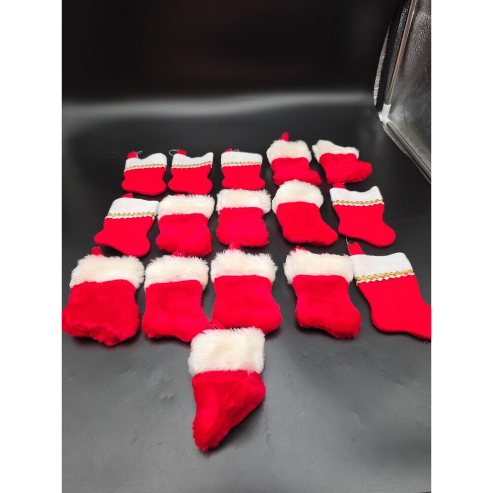 Vintage 5" Small Mini Christmas Holiday Stockings Red & White Kmart Lot Of 16